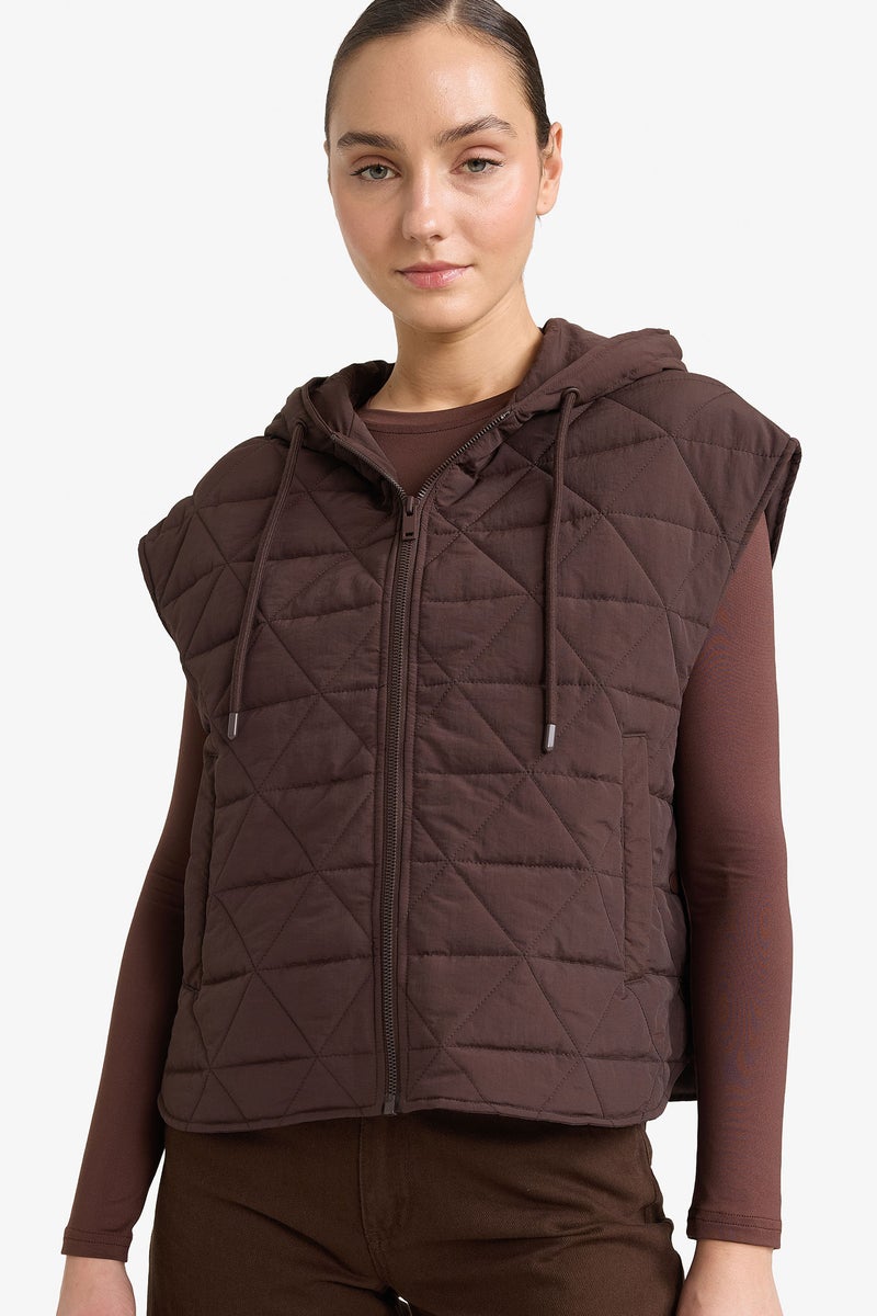 DeFacto Brown Woman Relax Fit Crinkle Fabric Vest Casual - Image 1